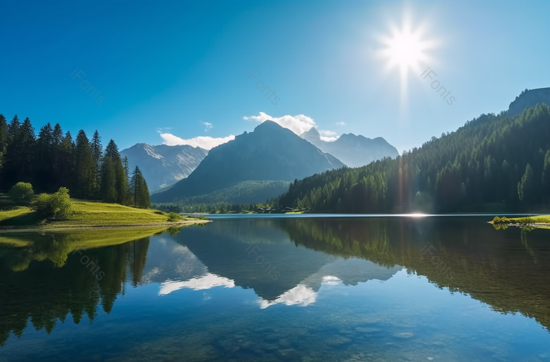 蓝色艳阳高照远处山丘山水风景背景,高清,摄影图,摄影图片,图片大全,摄影图免费下载